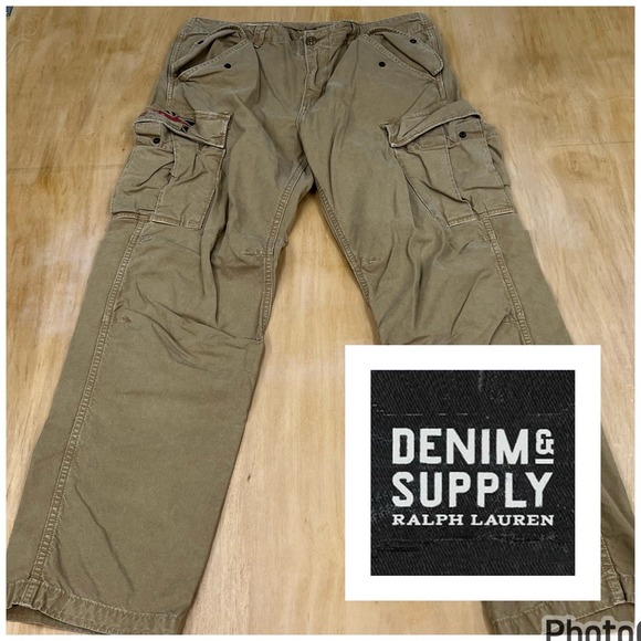 Vintage Ralph Lauren Denim & Supply Cargo Pants Mens 34x30 Khaki Cotton